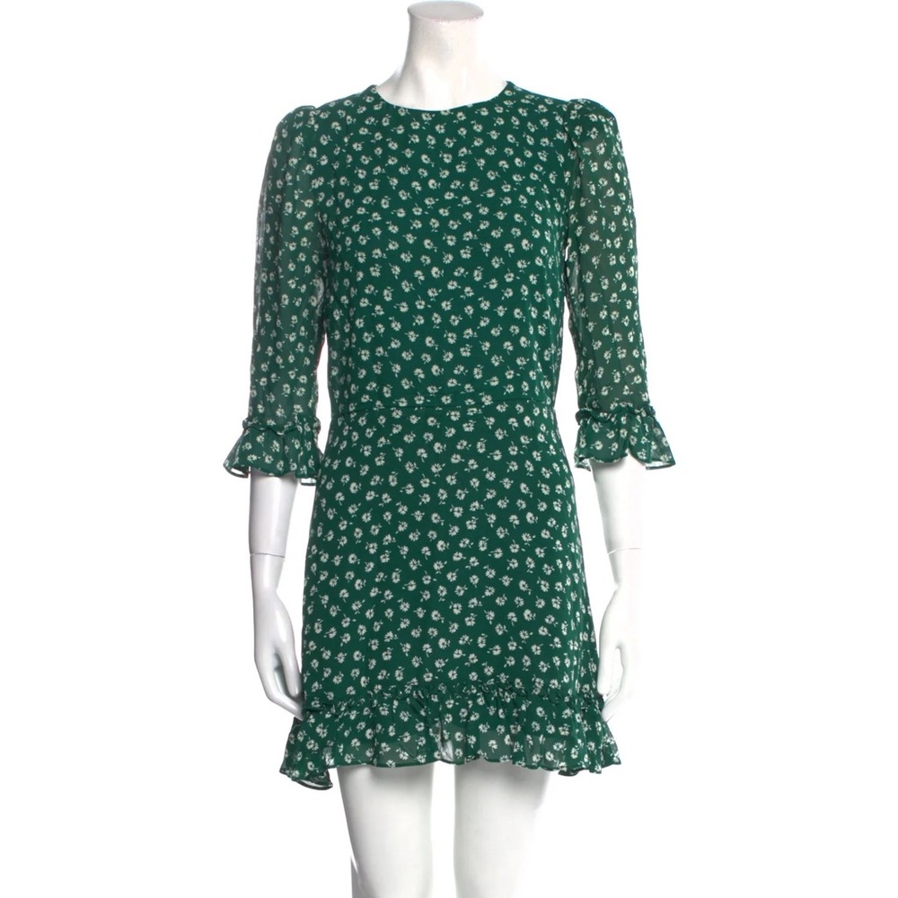Reformation Green Floral Mini Dress
